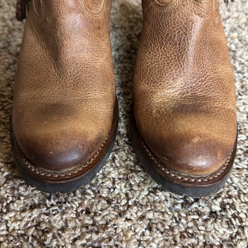 Justin Tan RUSTICO brown distressed leather ankle boots Size 5.5 - Picture 8 of 14